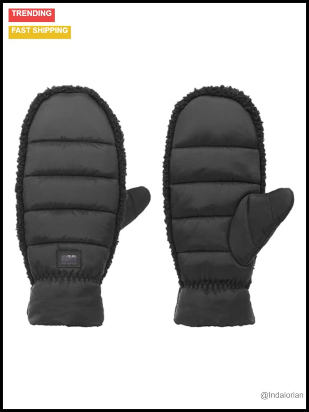Women's Water-Resistant Recycled Nylon Insulated Winter Mittens with Leather